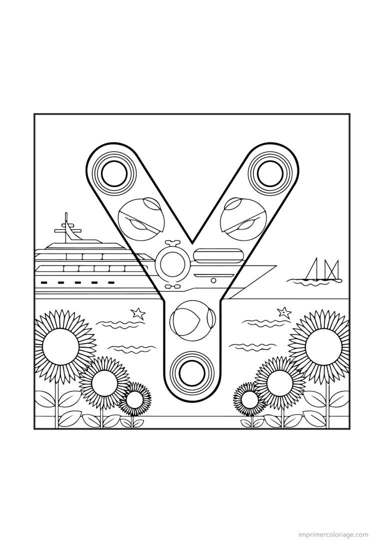 coloriage lettre y scene illustree - dessin gratuit &agrave; imprimer