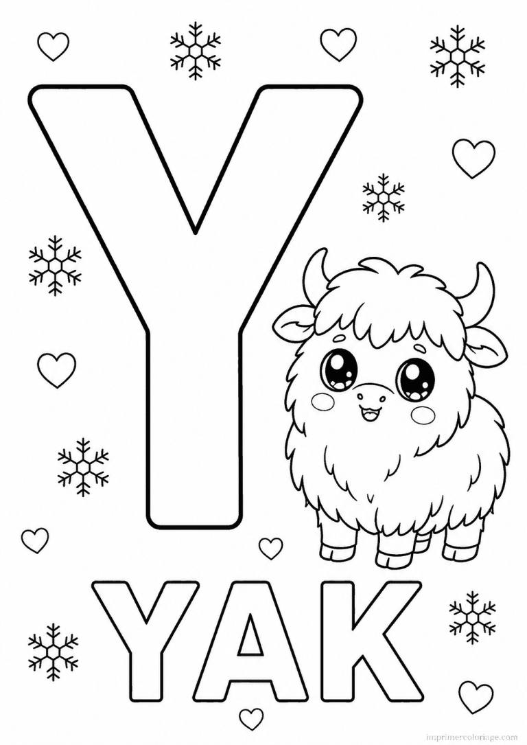 coloriage lettre y yak - dessin gratuit &agrave; imprimer