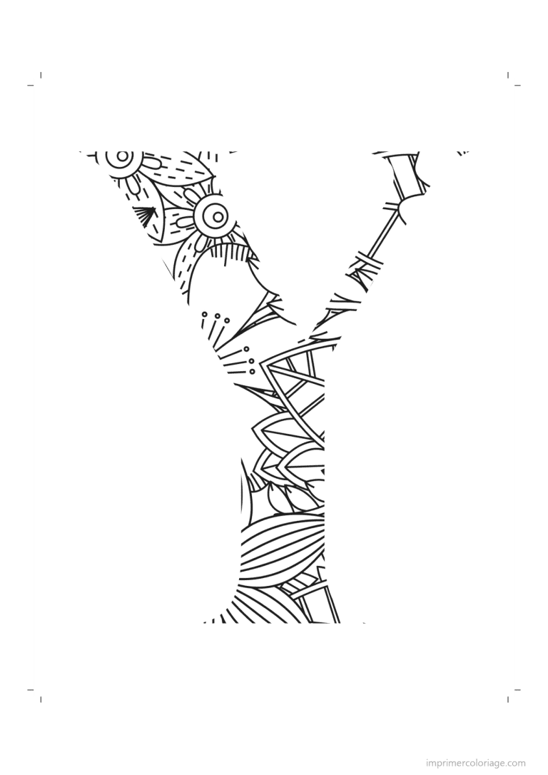 coloriage lettre y zentangle - dessin gratuit &agrave; imprimer