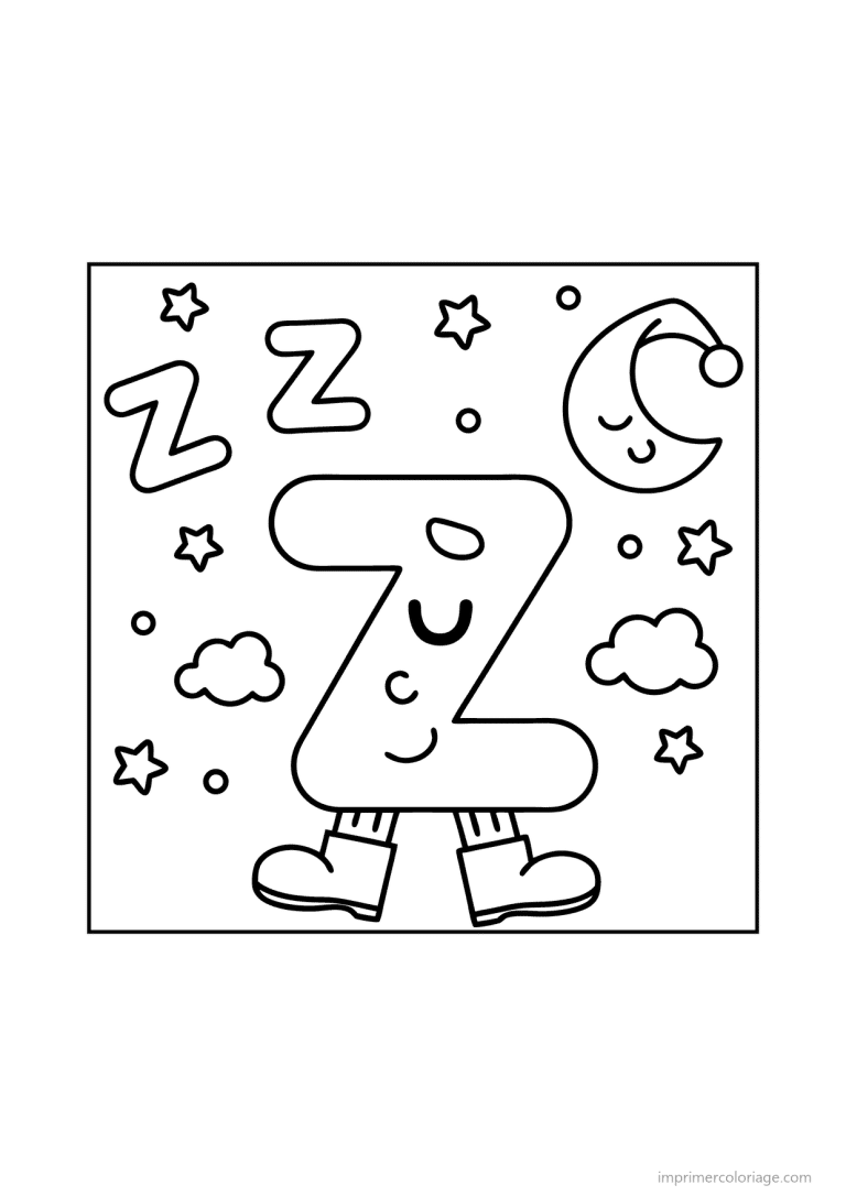 coloriage lettre z bonhomme etoiles - dessin gratuit &agrave; imprimer