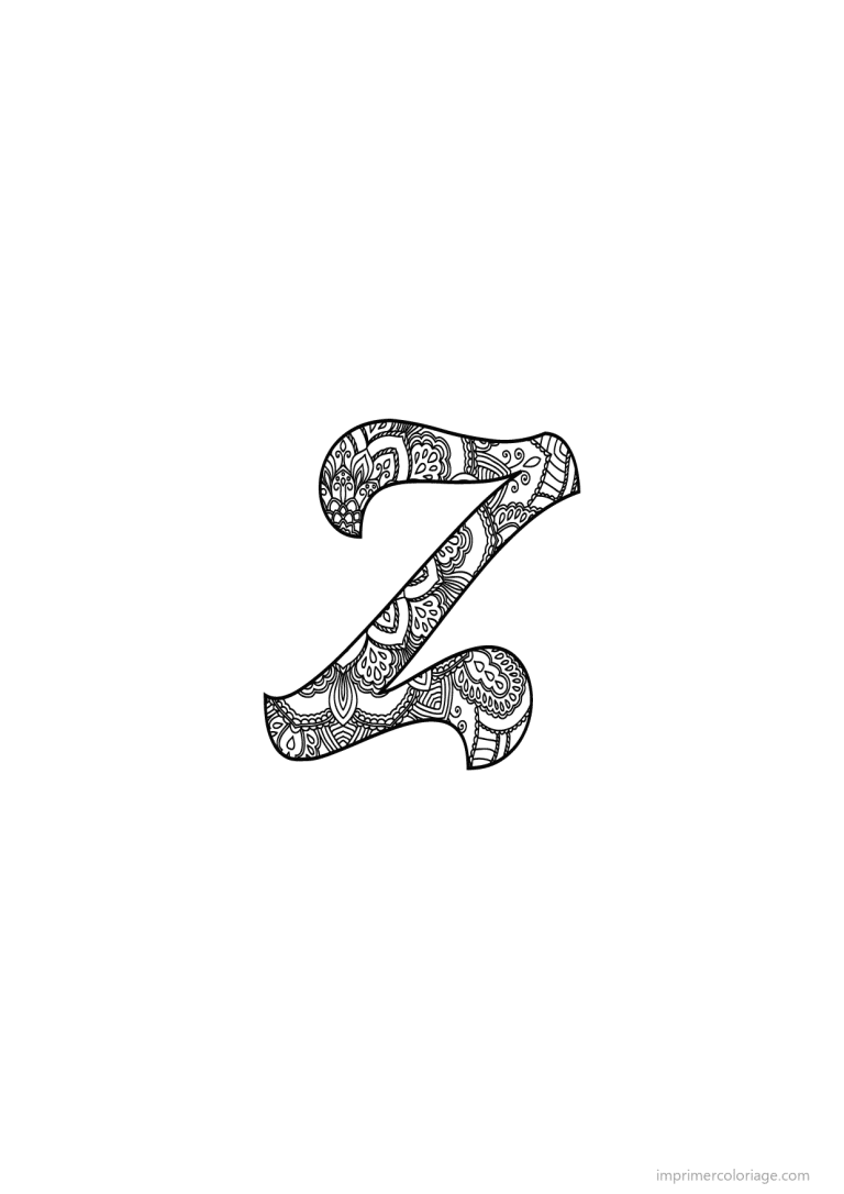 coloriage lettre z calligraphie - dessin gratuit &agrave; imprimer