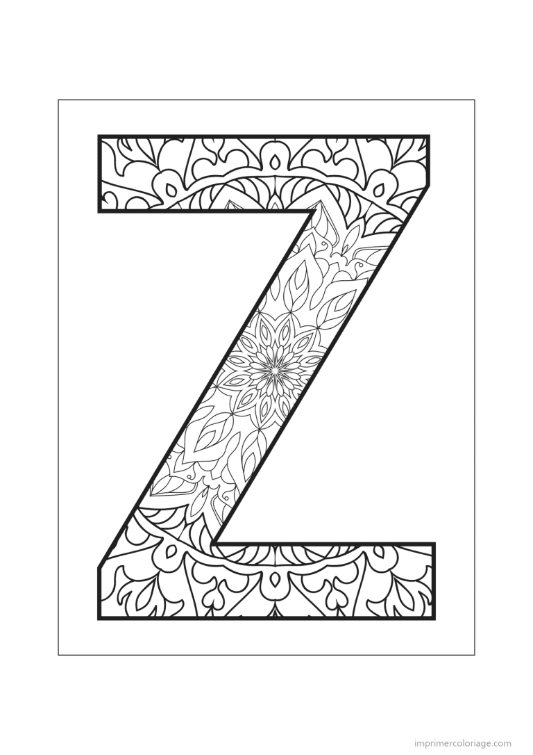 coloriage lettre z mandala - dessin gratuit &agrave; imprimer
