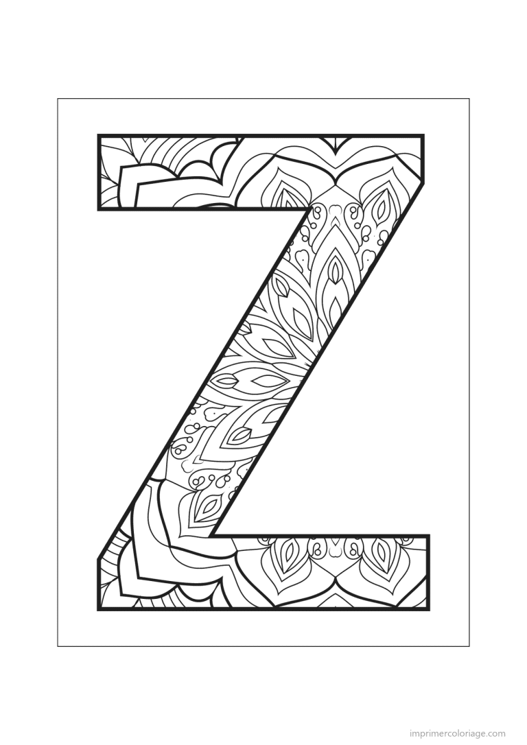 coloriage lettre z mandala fleuri - dessin gratuit &agrave; imprimer