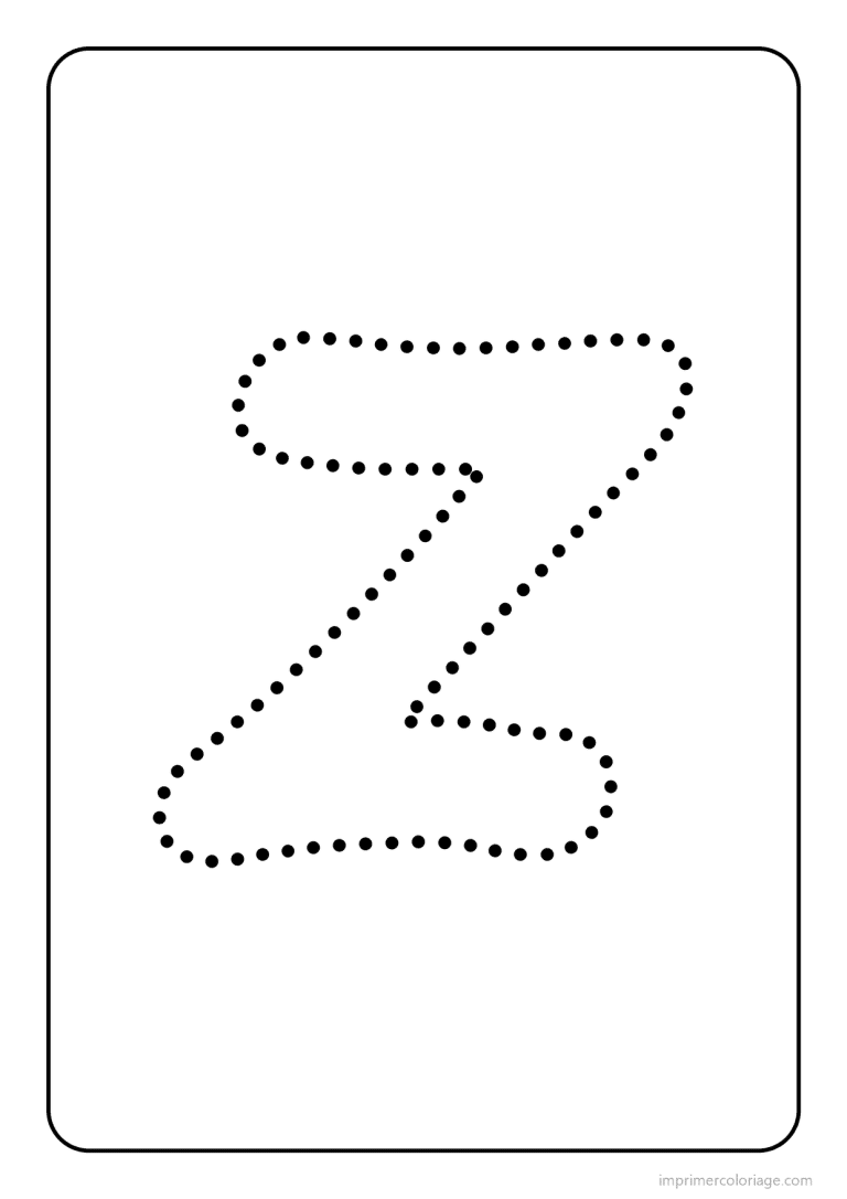 coloriage lettre z minuscule pointilles - dessin gratuit &agrave; imprimer