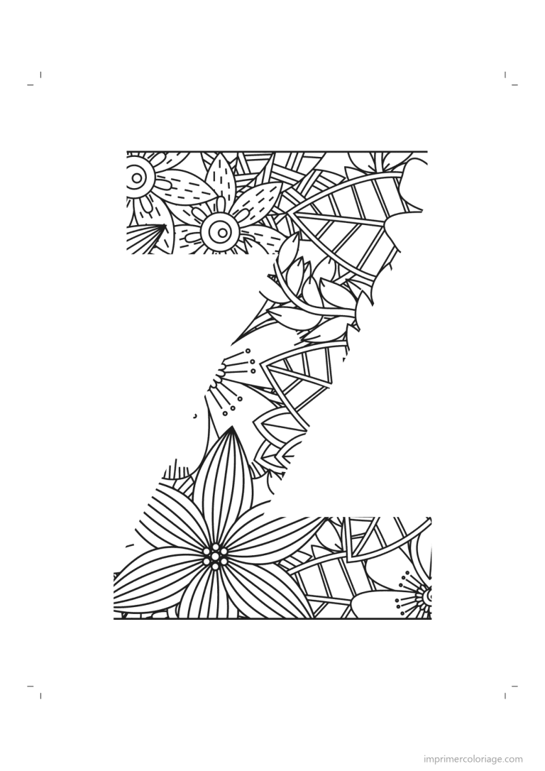 coloriage lettre z minuscule zentangle - dessin gratuit &agrave; imprimer