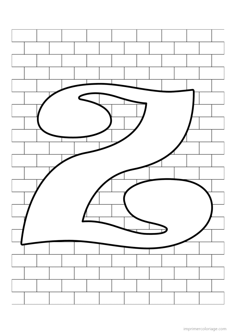 coloriage lettre z mur de briques - dessin gratuit &agrave; imprimer