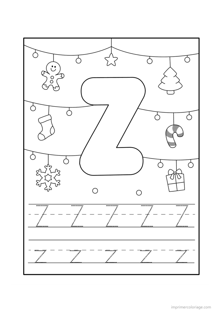 coloriage lettre z noel - dessin gratuit &agrave; imprimer