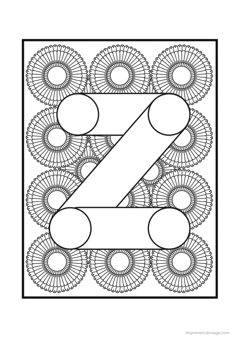 coloriage lettre z rosaces - dessin gratuit &agrave; imprimer