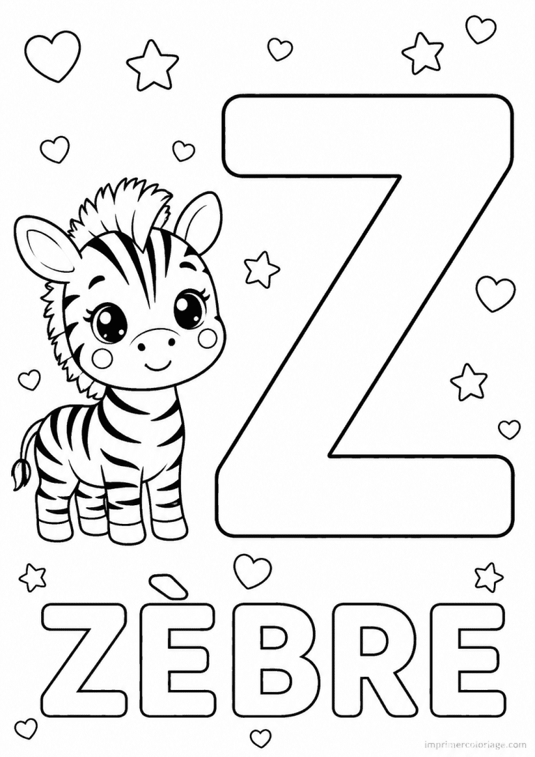 coloriage lettre z zebre - dessin gratuit &agrave; imprimer