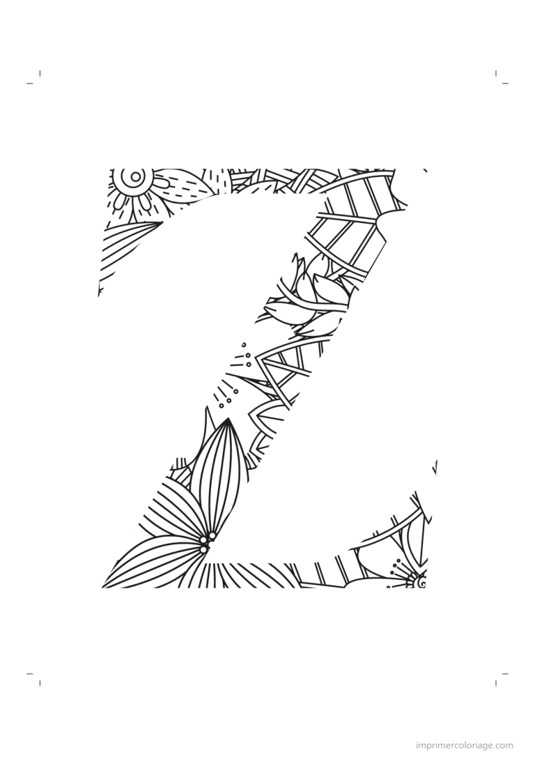 coloriage lettre z zentangle - dessin gratuit &agrave; imprimer