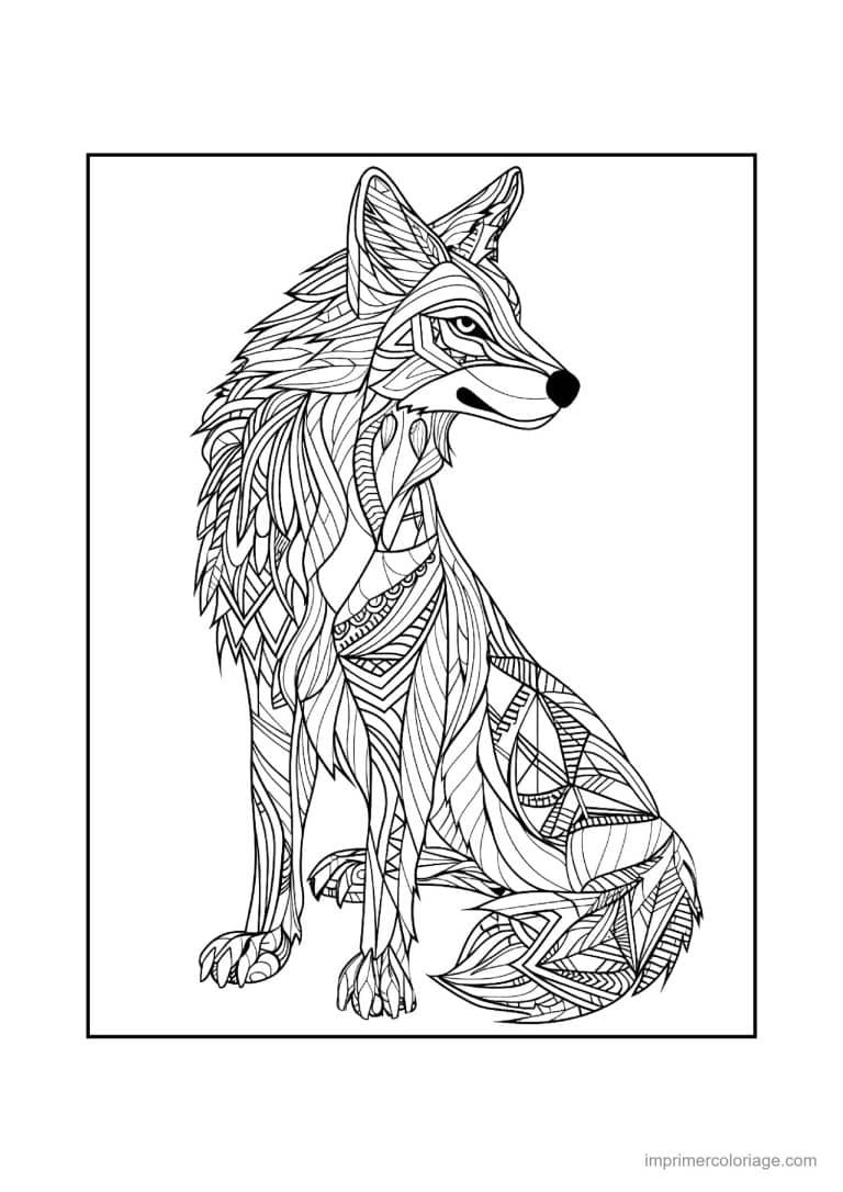 coloriage loup mandala 05 - dessin gratuit &agrave; imprimer