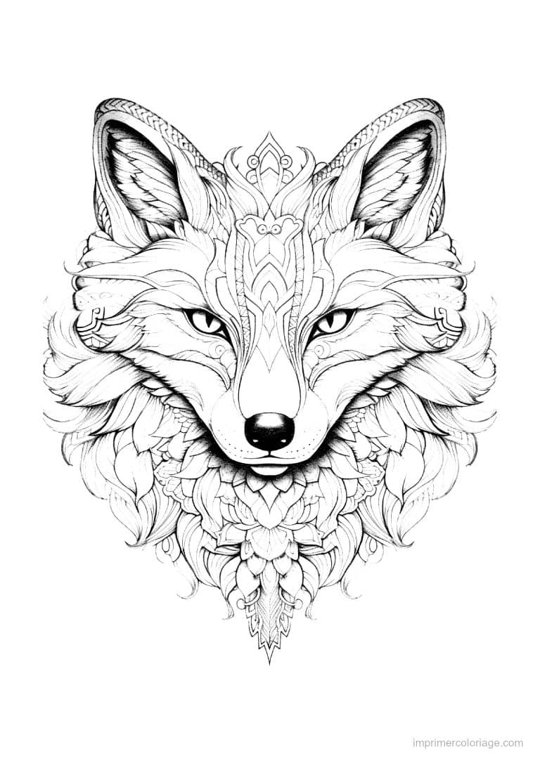 coloriage loup mandala 05 - dessin gratuit &agrave; imprimer