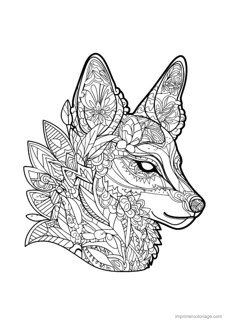 coloriage loup mandala 13 - dessin gratuit &agrave; imprimer