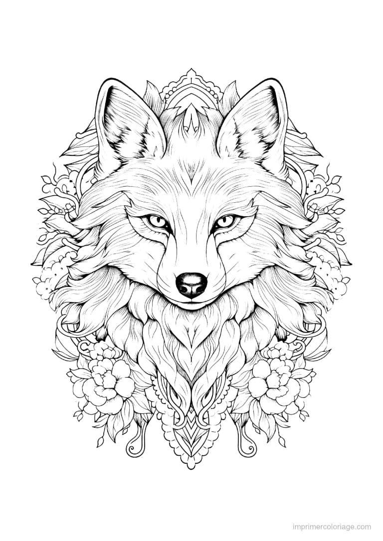 coloriage loup mandala 13 - dessin gratuit &agrave; imprimer