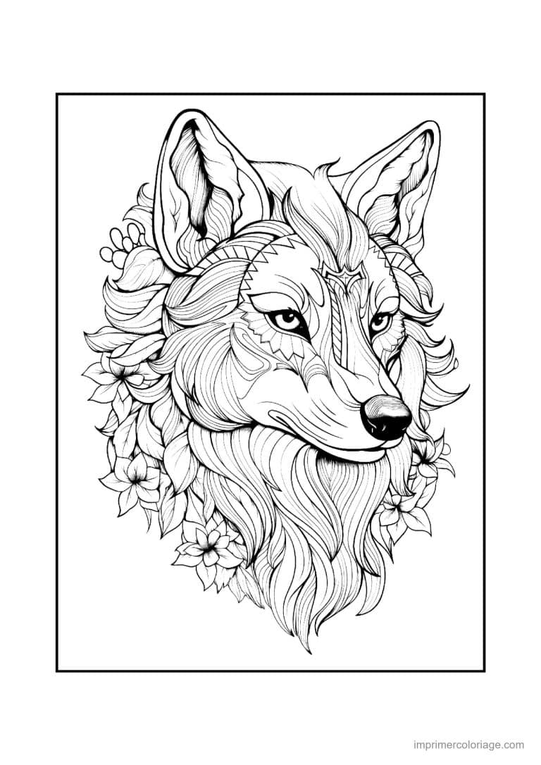 coloriage loup mandala 21 - dessin gratuit &agrave; imprimer