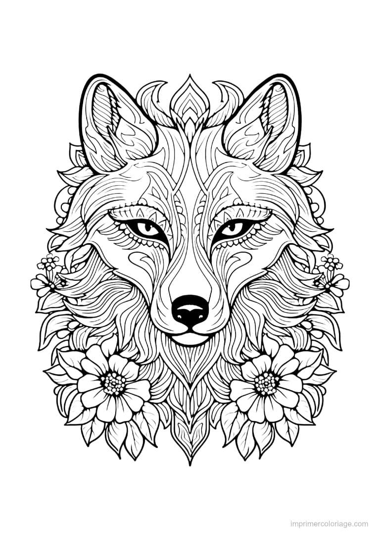 coloriage loup mandala 21 - dessin gratuit &agrave; imprimer
