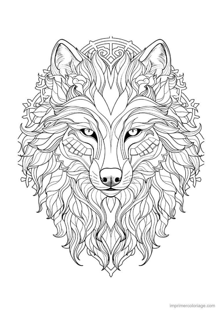 coloriage loup mandala 25 - dessin gratuit &agrave; imprimer