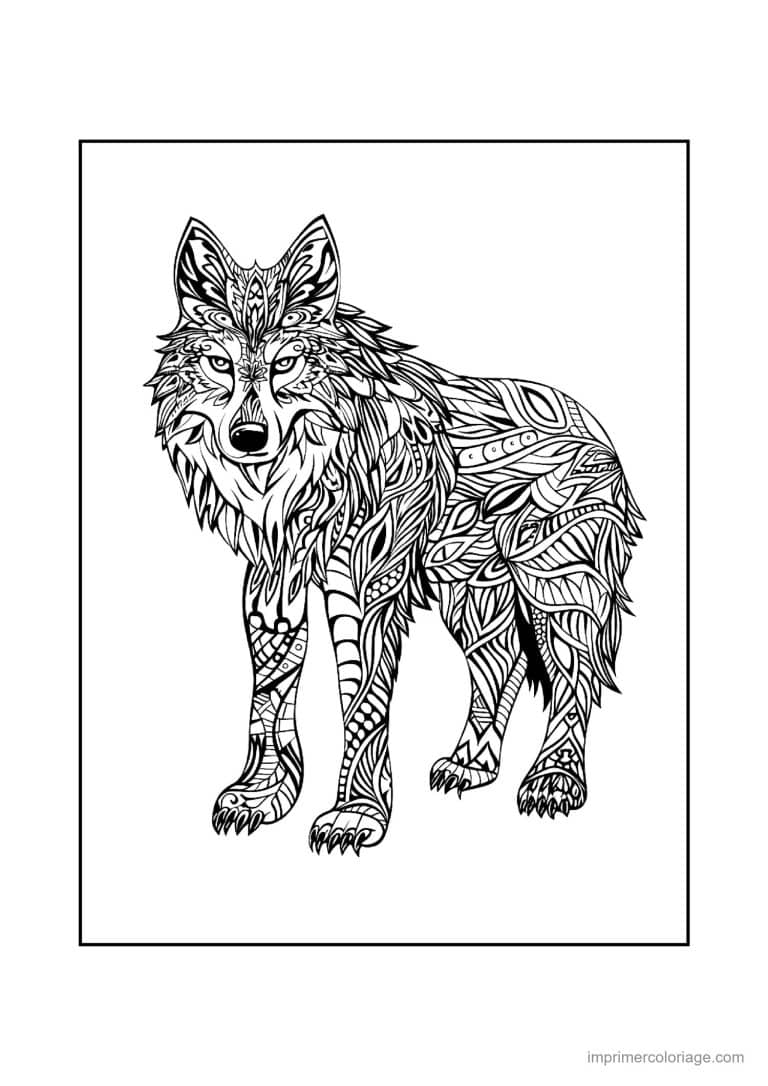 coloriage loup mandala 27 - dessin gratuit &agrave; imprimer
