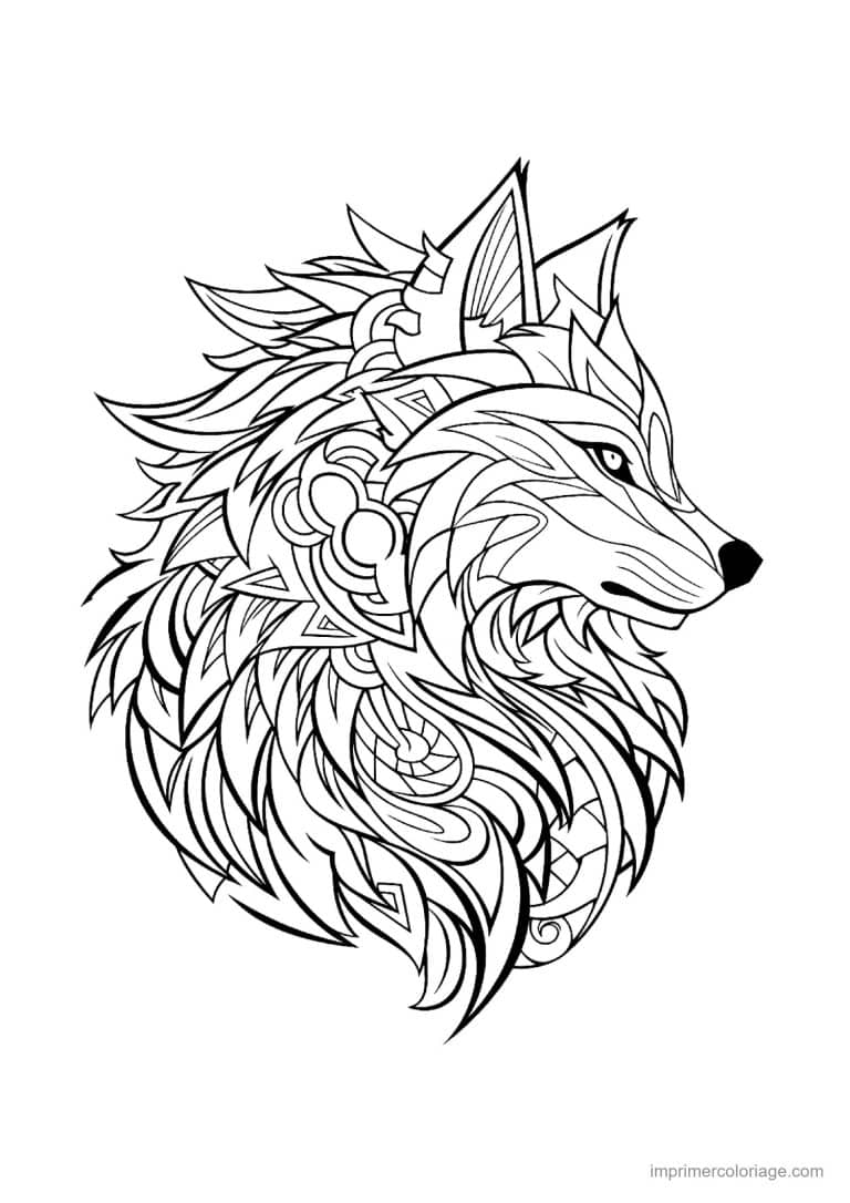 coloriage loup mandala 35 - dessin gratuit &agrave; imprimer