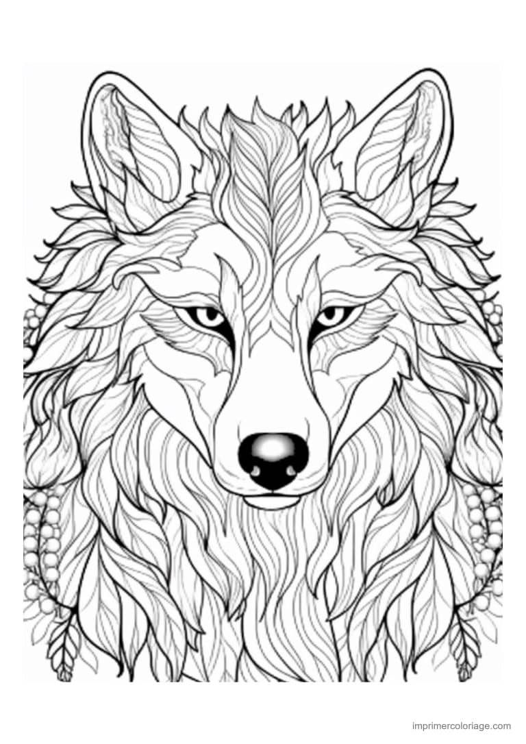 coloriage loup mandala tete criniere ebouriffee - dessin gratuit &agrave; imprimer