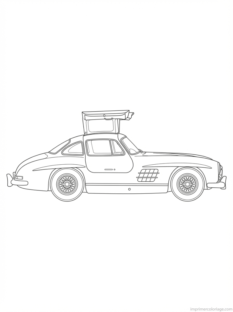 coloriage mercedes 300sl gullwing profil - dessin gratuit &agrave; imprimer