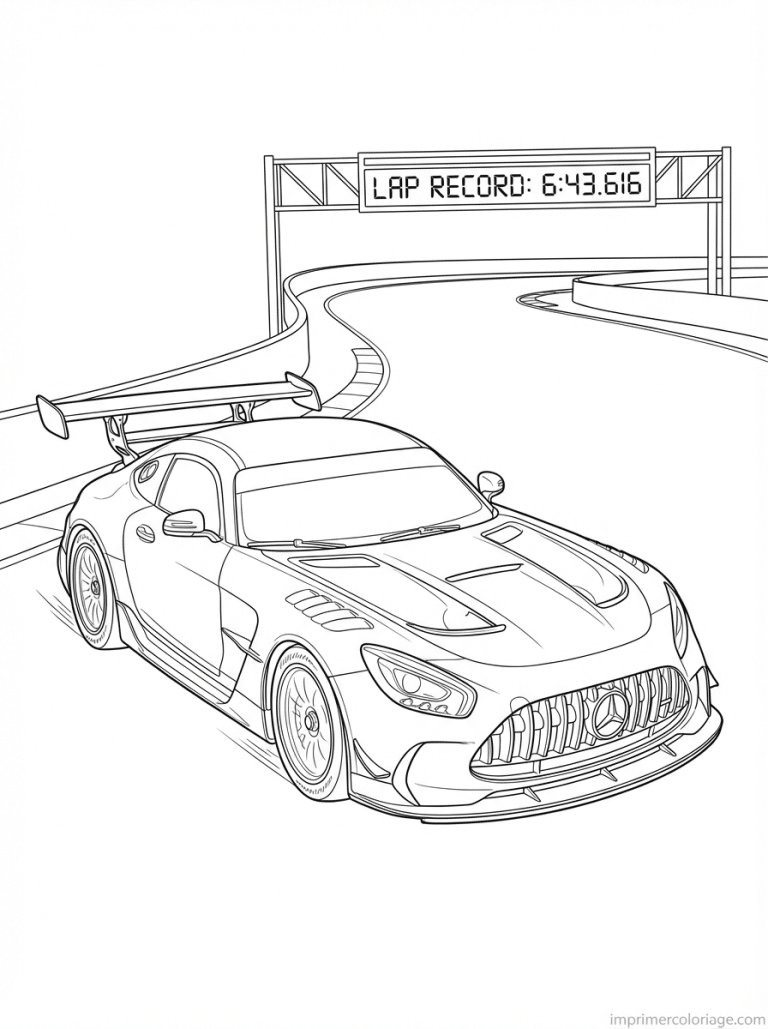 coloriage mercedes amg gt nurburgring record - dessin gratuit &agrave; imprimer