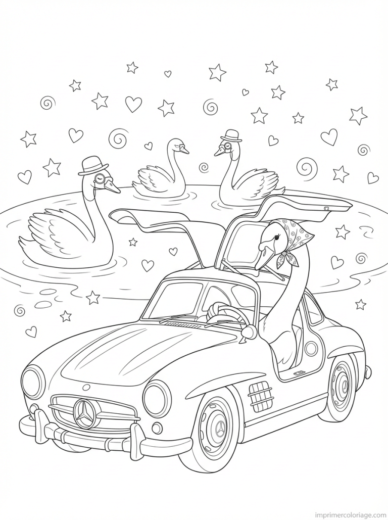 coloriage mercedes cute 300sl cygne - dessin gratuit &agrave; imprimer