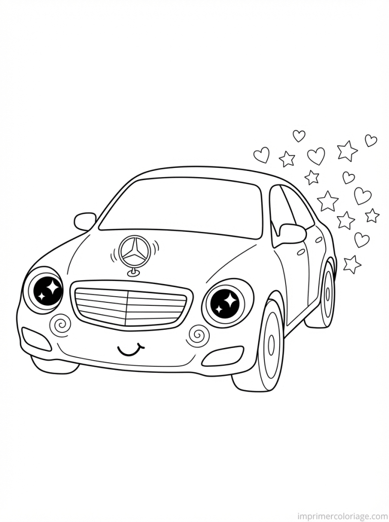 coloriage mercedes cute yeux etoile - dessin gratuit &agrave; imprimer
