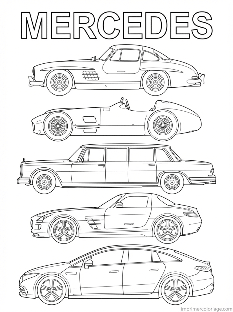 coloriage mercedes titre evolution cinq eres - dessin gratuit &agrave; imprimer