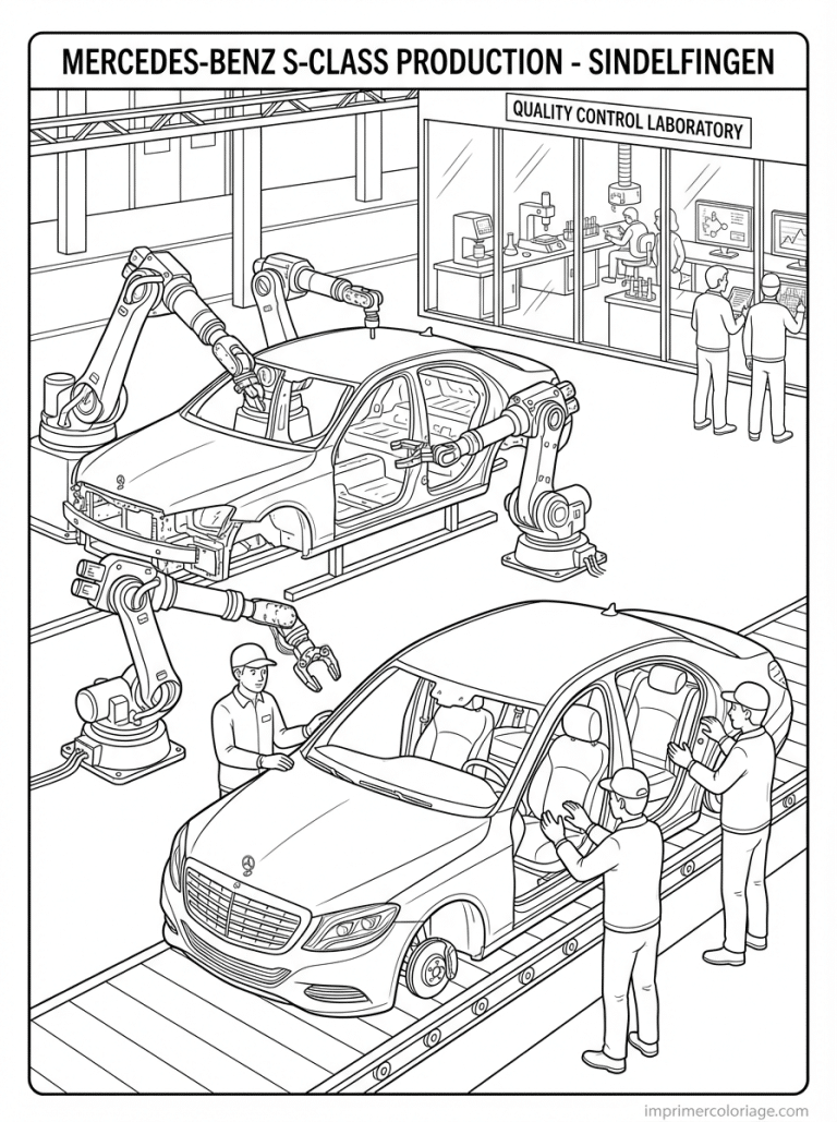 coloriage mercedes usine sindelfingen sclass - dessin gratuit &agrave; imprimer
