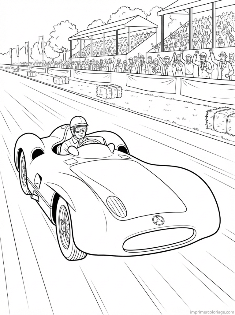 coloriage mercedes w196 reims fangio - dessin gratuit &agrave; imprimer