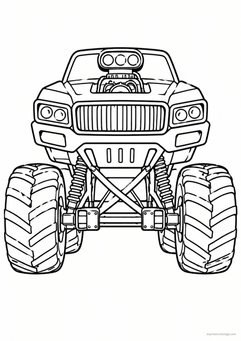 coloriage monster truck face grille - dessin gratuit &agrave; imprimer