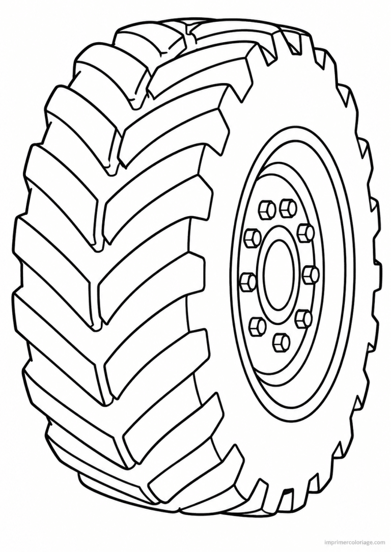 coloriage monster truck pneu geant gros plan - dessin gratuit &agrave; imprimer