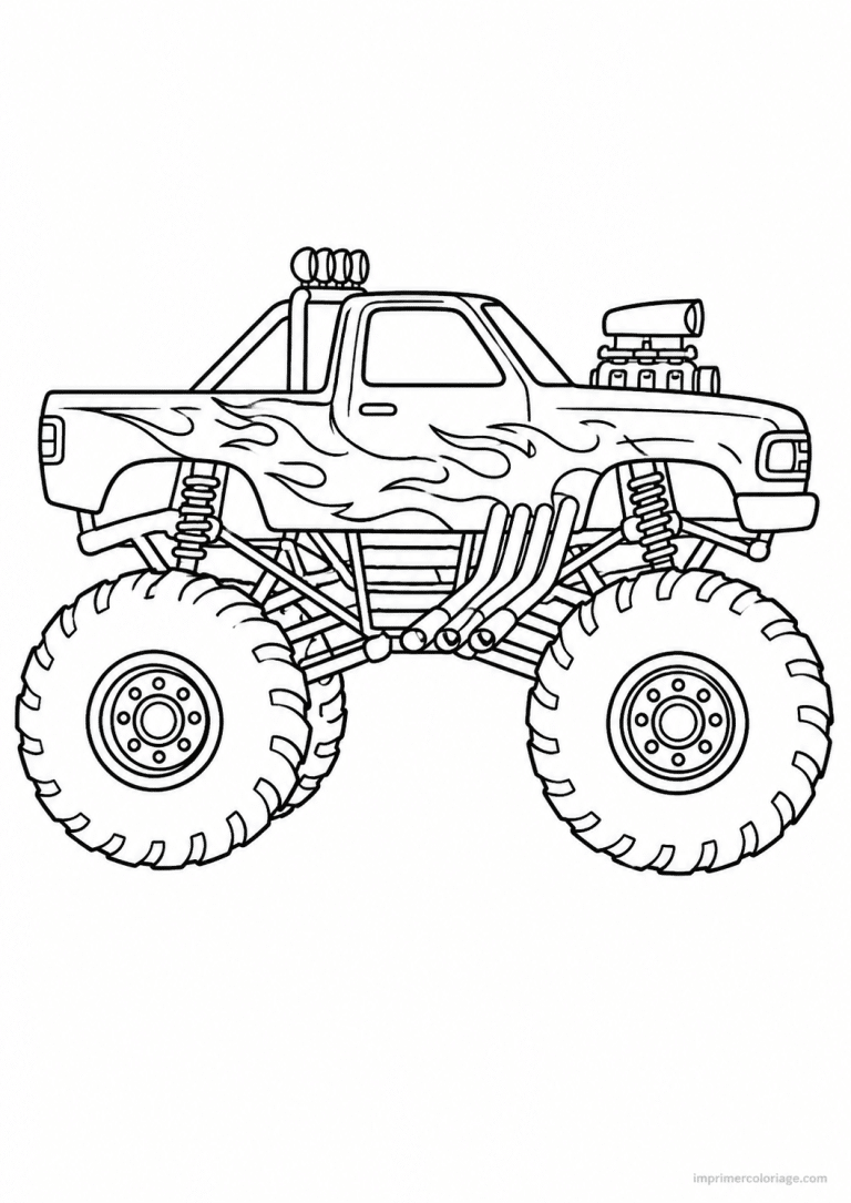 coloriage monster truck profil simple - dessin gratuit &agrave; imprimer