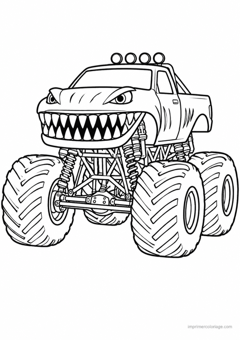 coloriage monster truck requin dents grille - dessin gratuit &agrave; imprimer
