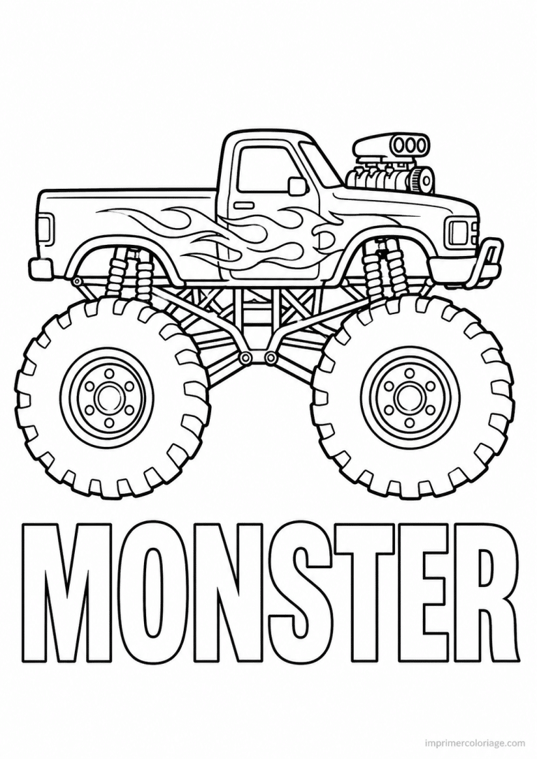 coloriage monster truck titre bas - dessin gratuit &agrave; imprimer