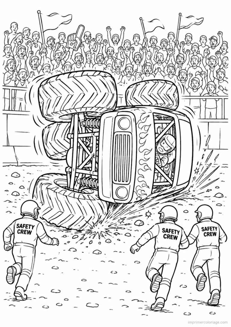coloriage monster truck tonneau equipe arene - dessin gratuit &agrave; imprimer