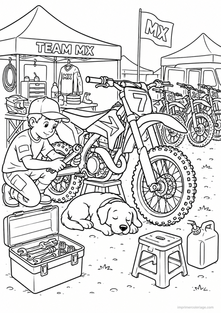 coloriage moto cross animaux foret grenouilles - dessin gratuit &agrave; imprimer