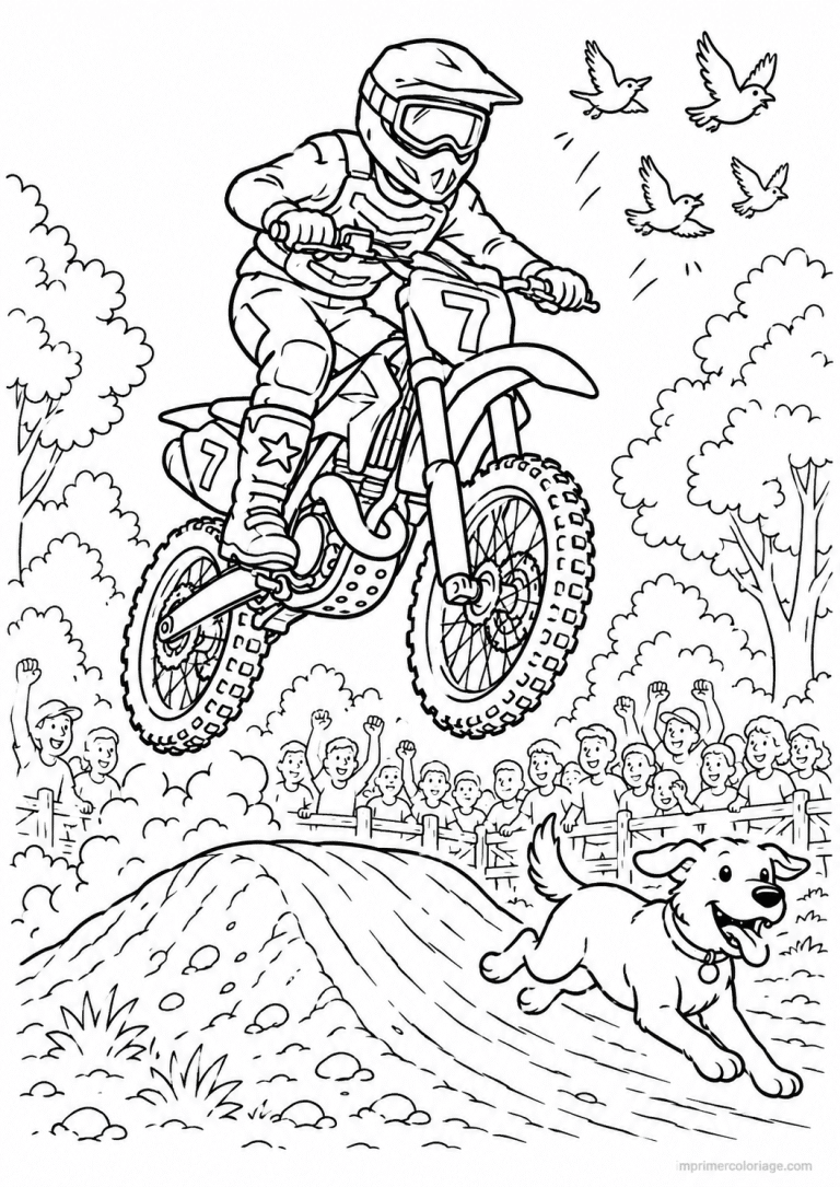 coloriage moto cross animaux paddock chien - dessin gratuit &agrave; imprimer