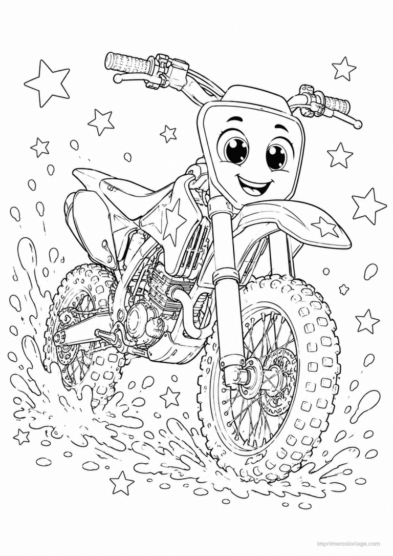 coloriage moto cross cute yeux boue - dessin gratuit &agrave; imprimer