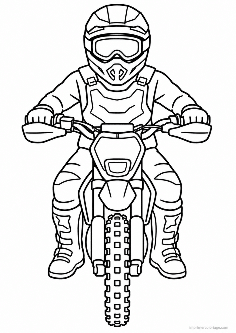 coloriage moto cross epais face rider - dessin gratuit &agrave; imprimer