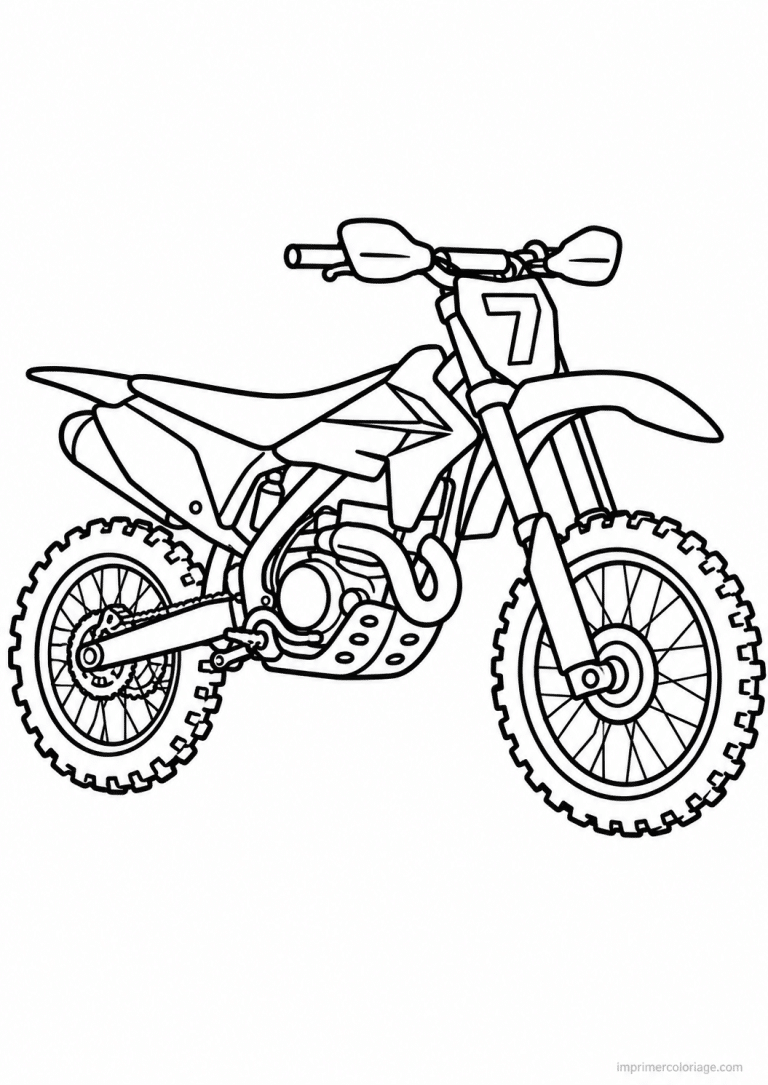 coloriage moto cross epais profil simple - dessin gratuit &agrave; imprimer