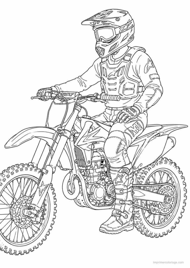 coloriage moto cross fins mecanique detail - dessin gratuit &agrave; imprimer