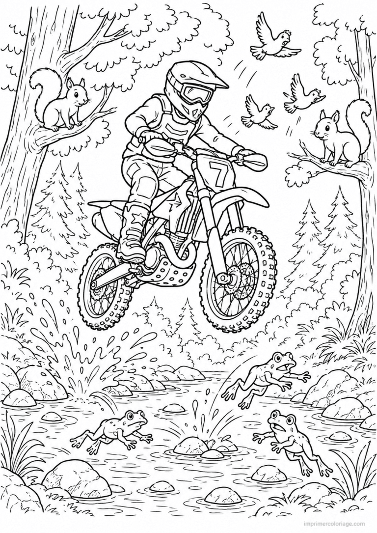 coloriage moto cross simple seule - dessin gratuit &agrave; imprimer