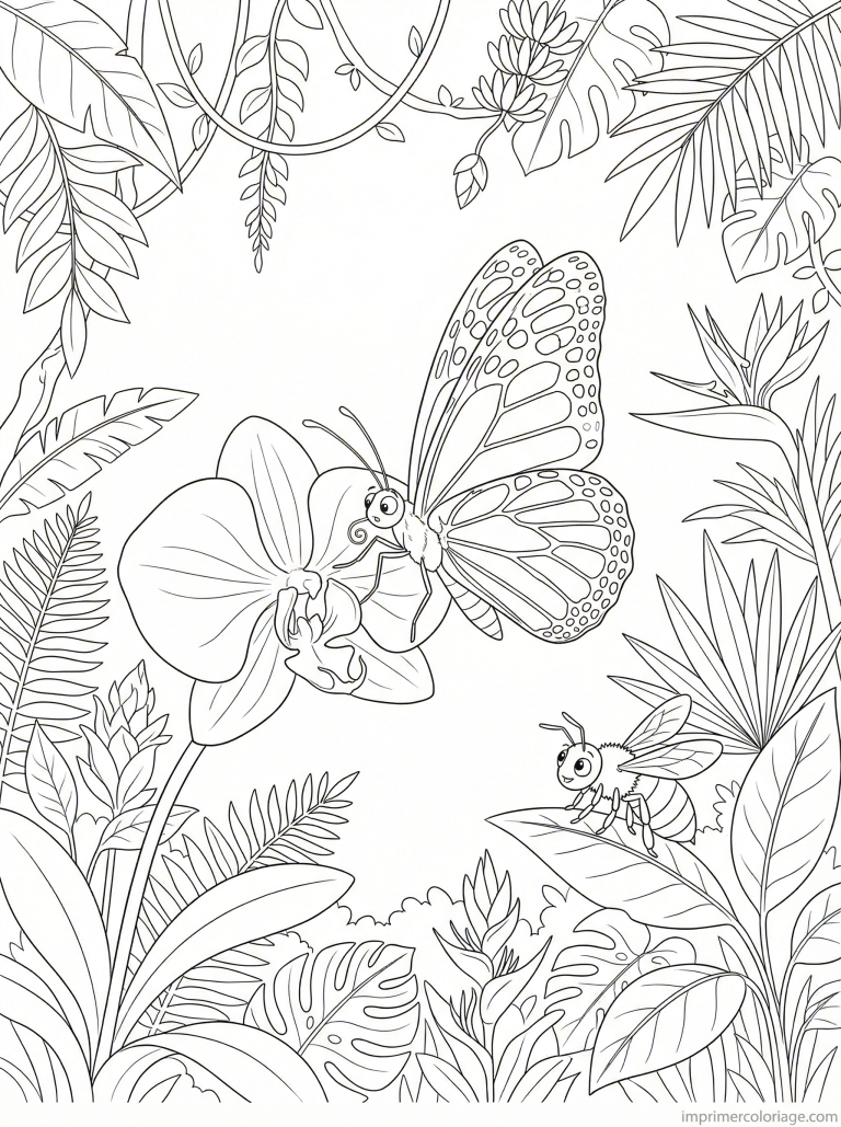 coloriage orchidee papillon miroir mimique - dessin gratuit &agrave; imprimer