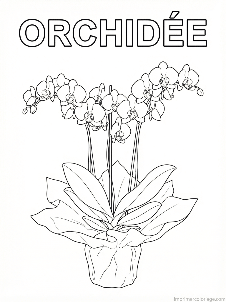 coloriage orchidee titre bouquet - dessin gratuit &agrave; imprimer