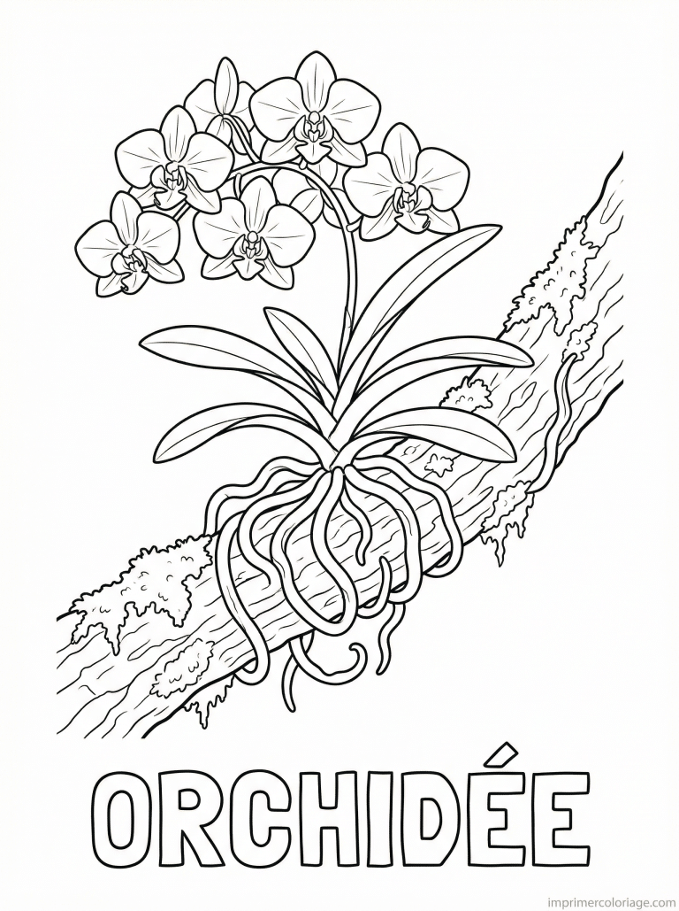 coloriage orchidee titre sauvage branche - dessin gratuit &agrave; imprimer
