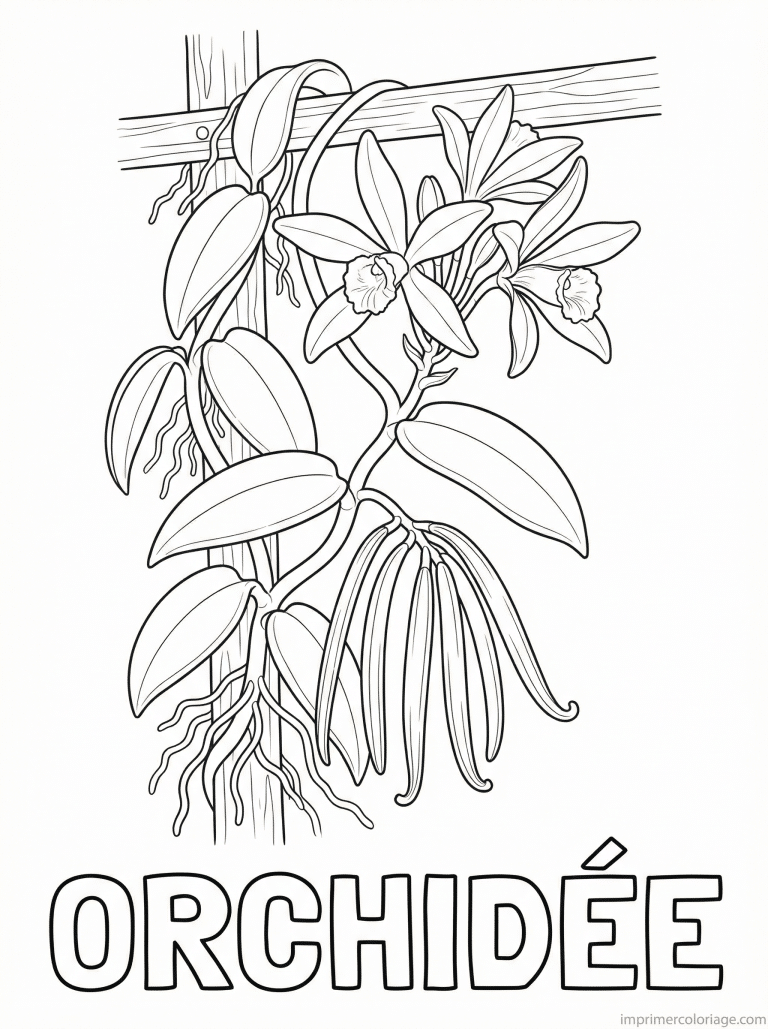 coloriage orchidee titre vanille gousses - dessin gratuit &agrave; imprimer