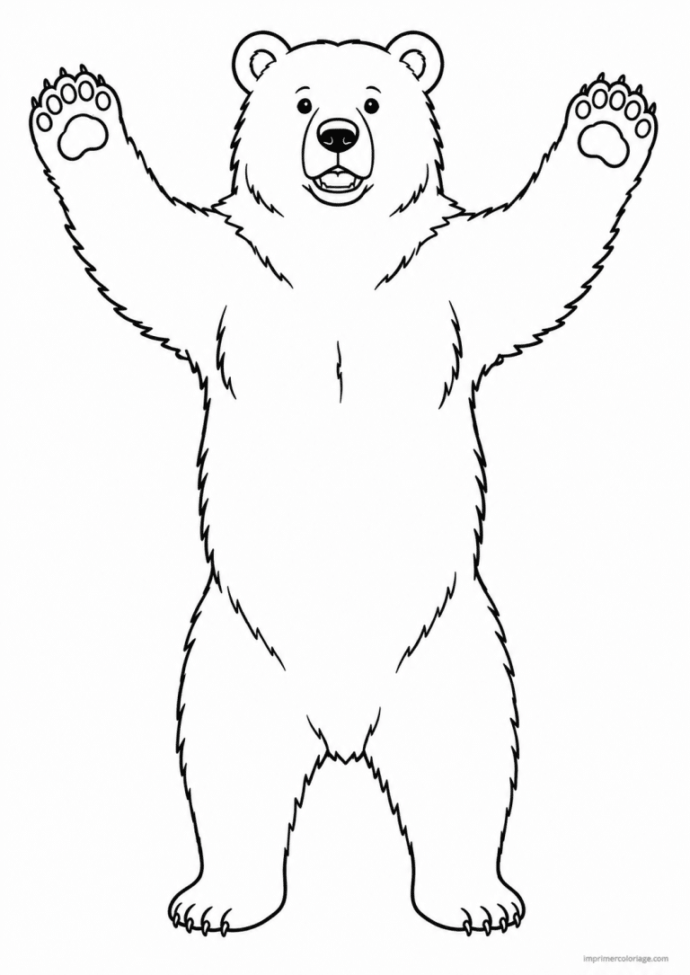 coloriage ours debout pattes levees 2 à imprimer coloriage ours debout pattes levees 2 - dessin gratuit à imprimer