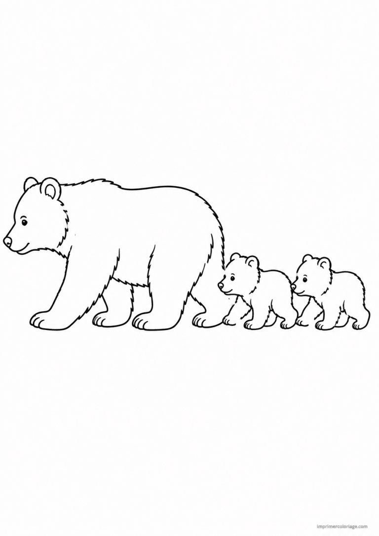 coloriage ours famille mere oursons à imprimer coloriage ours famille mere oursons - dessin gratuit à imprimer